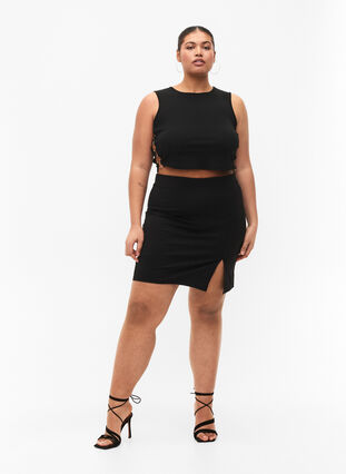 Slim fit kjol med slits, Black, Model image number 3