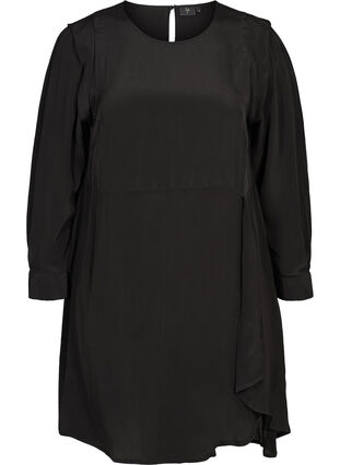 Långärmad klänning i viskos, Black, Packshot image number 0