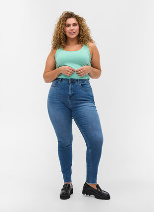Bea jeans med extra hög midja, Blue denim, Model image number 0