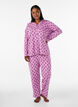 Pyjamasskjorta i bomull med br&ouml;stficka, Rosa, Model image number 1