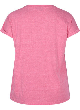 Melerad t-shirt i bomull, Fandango Pink Mél, Packshot image number 1