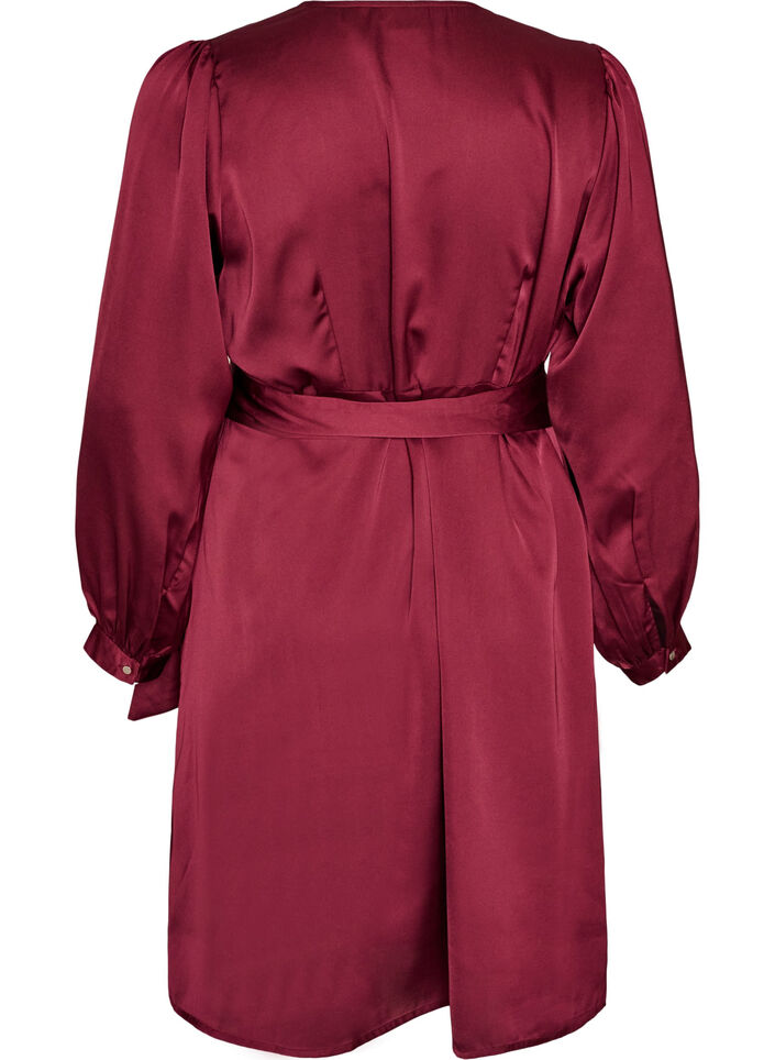 Kort omlottkl&auml;nning i satin, R&ouml;d, Packshot image number 1