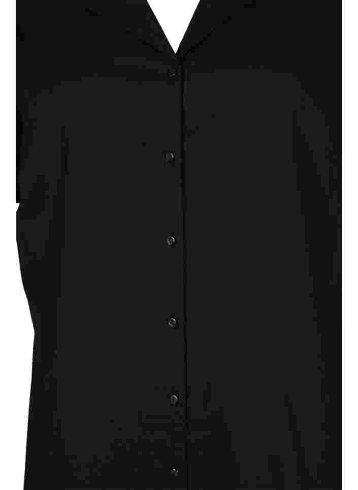 Lång bomullsskjorta med korta ärmar, Black, Packshot image number 2