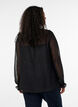 Skjortblus med spetsinf&auml;llning och prickigt m&ouml;nster, Svart, Model image number 2