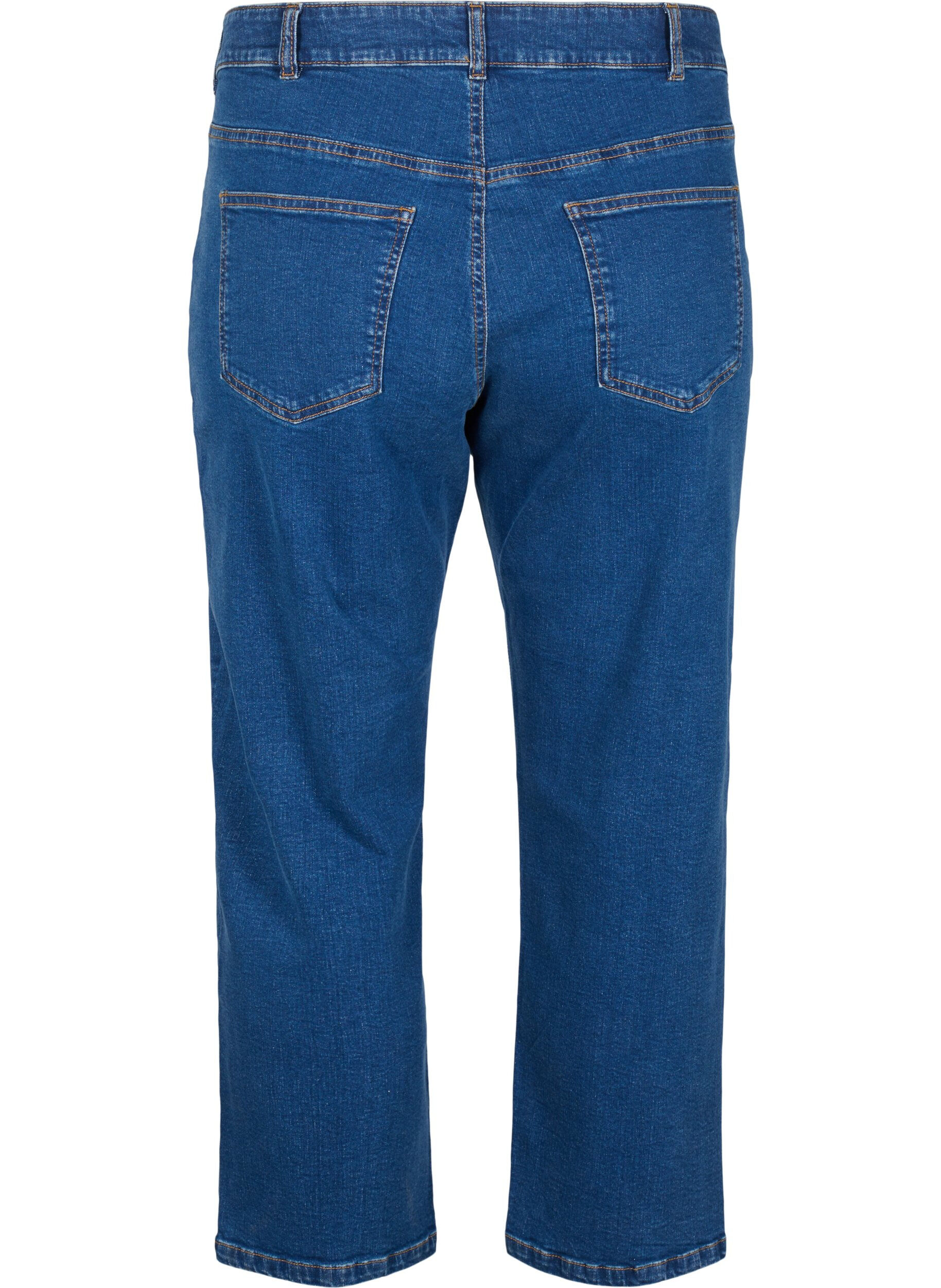 ZizziCroppade Vera-jeans med raka ben, Bl&aring;, Packshot image number 1