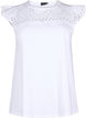 T-shirt i ekologisk bomull med anglaise-broderi, Bright White, Packshot image number 0