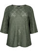 Crochet blus med 3/4 ärmar, Thyme, Packshot image number 0