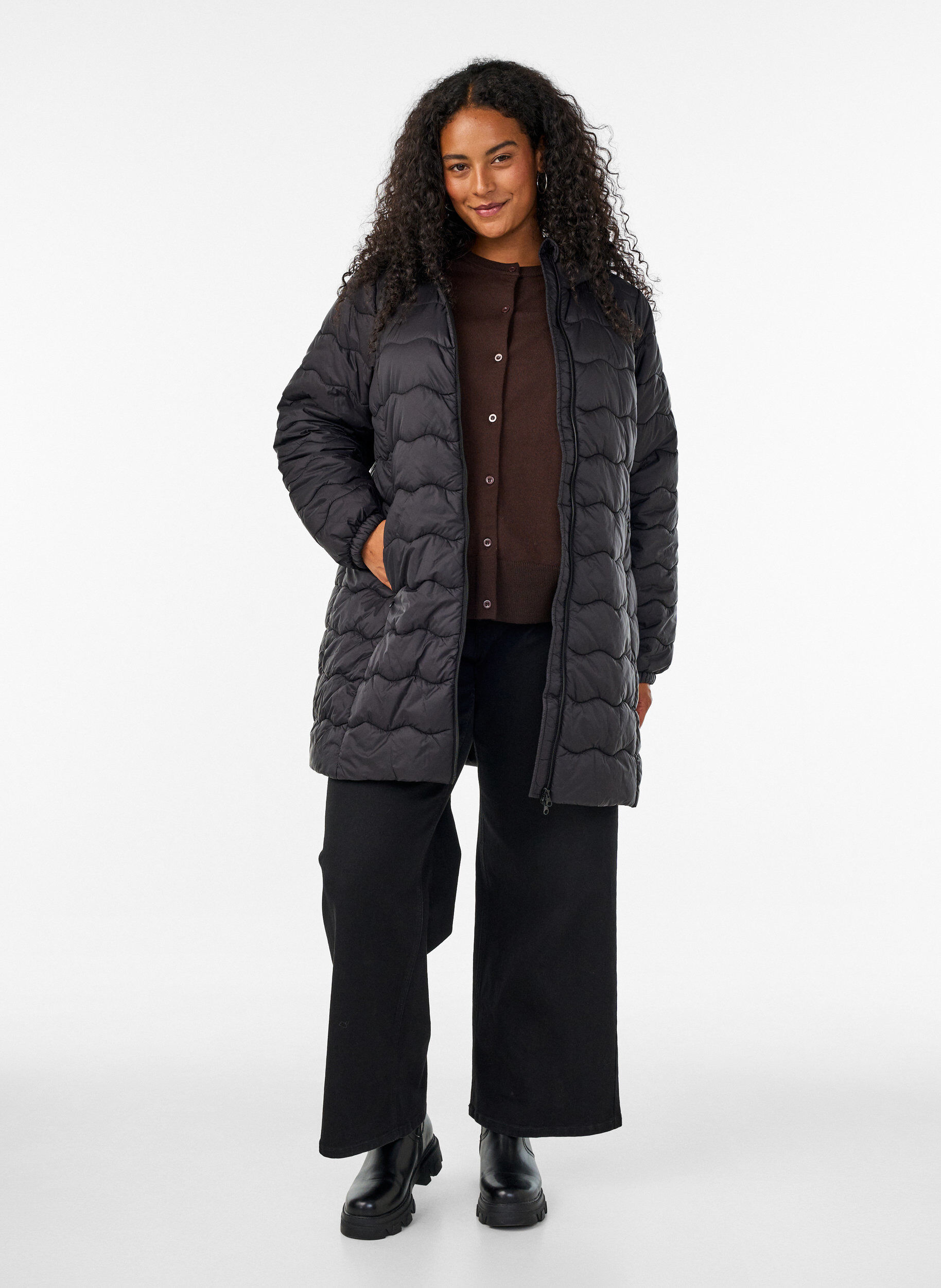ZizziQuiltad jacka, Svart, Model image number 1