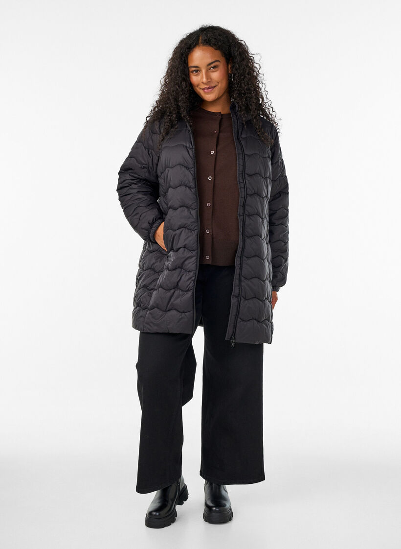 Quiltad jacka, Svart, Model image number 1