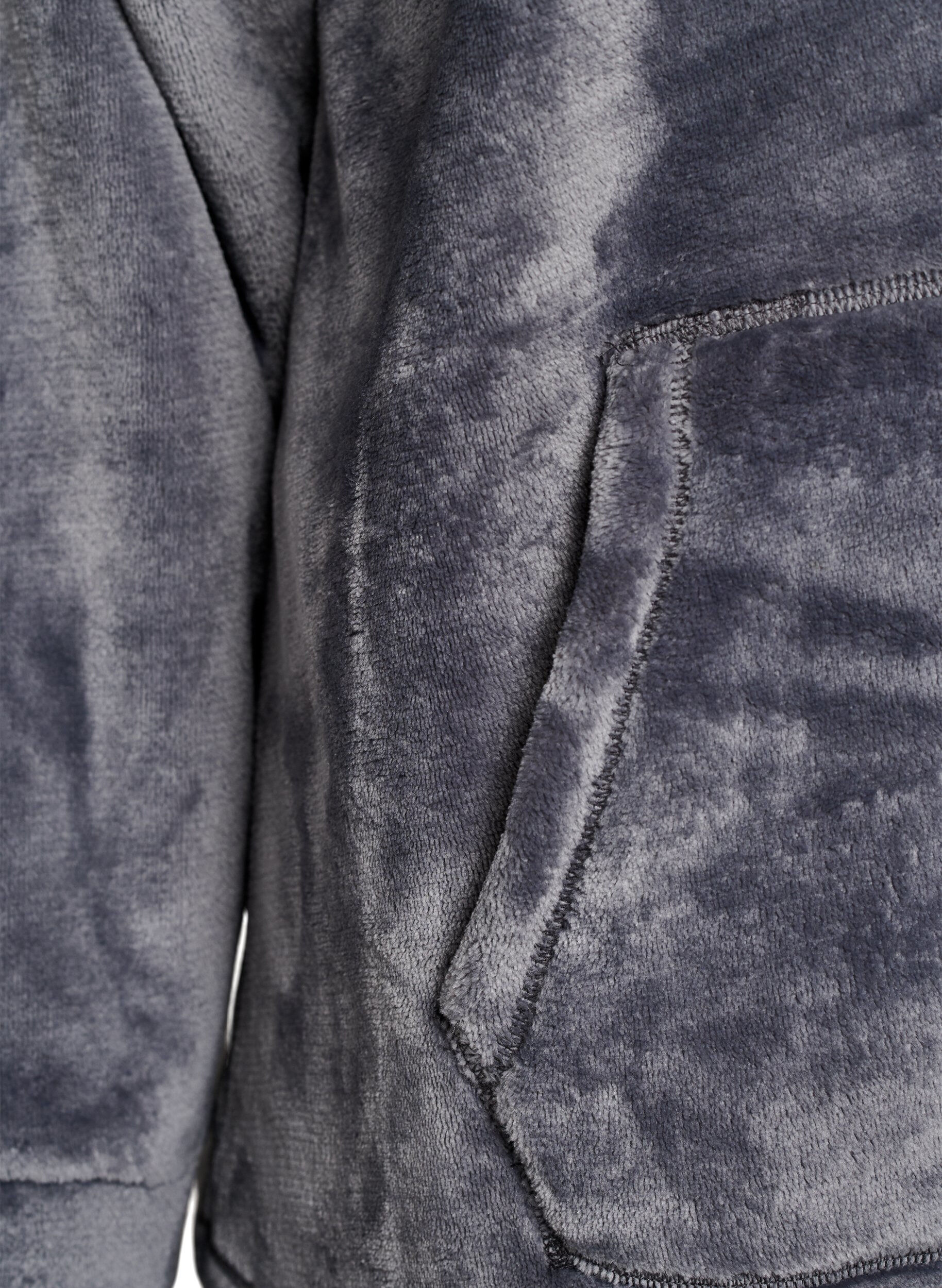 ZizziHuvtr&ouml;ja i velour med k&auml;nguruficka, Gr&aring;, Packshot image number 3