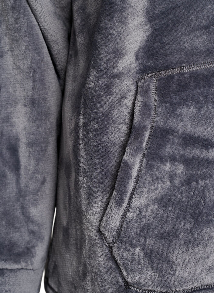 Huvtr&ouml;ja i velour med k&auml;nguruficka, Gr&aring;, Packshot image number 3