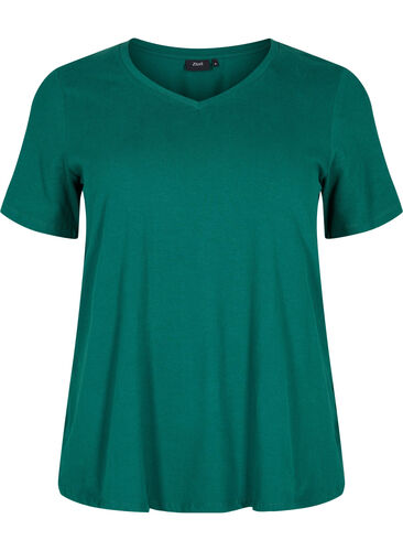 Enfärgad t-shirt i bomull, Evergreen, Packshot image number 0
