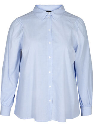 Randig skjorta i bomull, White/Blue stripe, Packshot image number 0