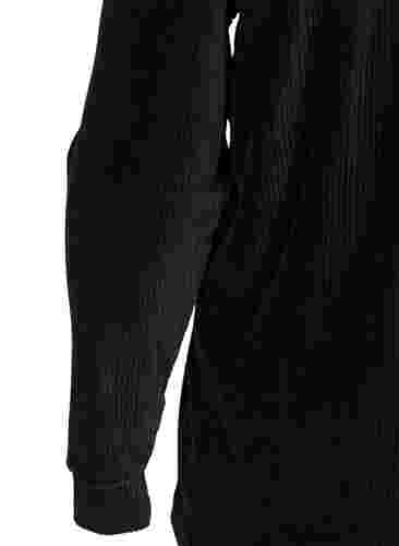 Velour blus med hög hals och blixtlås, Black, Packshot image number 3