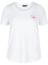T-shirt med tryck, White Flamingo