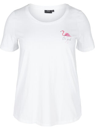 T-shirt med tryck, White Flamingo, Packshot image number 0
