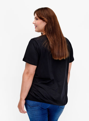 Bomulls t-shirt med folietryck, Black W. Love, Model image number 1