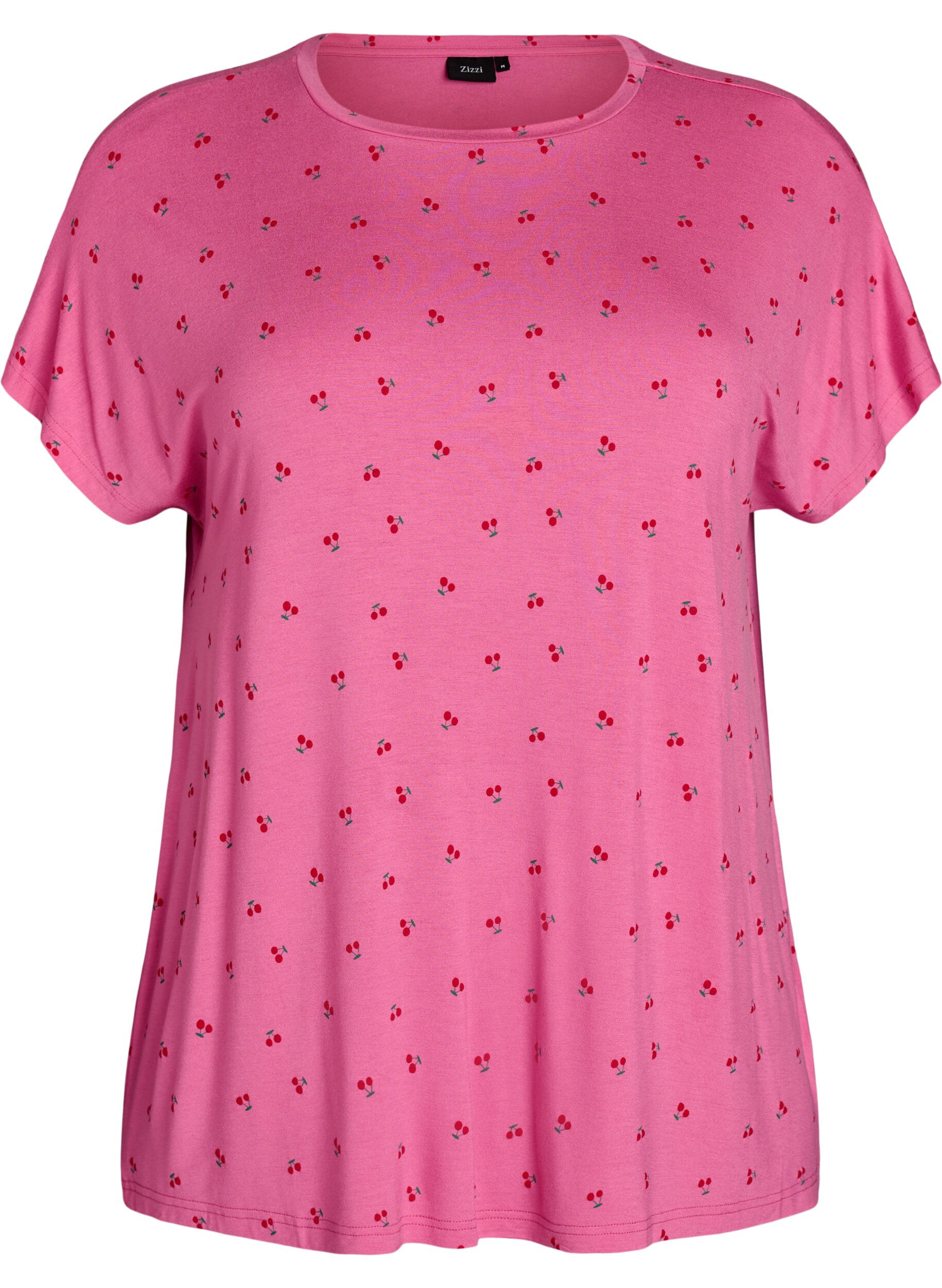 Zizzi Pyjamastr&ouml;ja i viskos med helt&auml;ckande m&ouml;nster, Rosa, Packshot image number 0