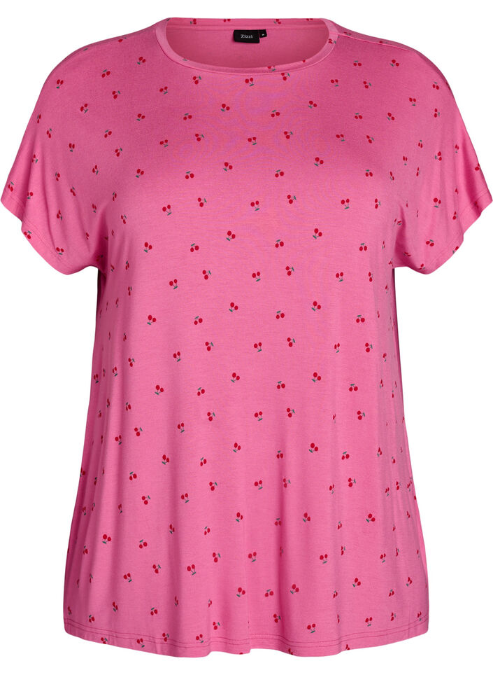 Pyjamastr&ouml;ja i viskos med helt&auml;ckande m&ouml;nster, Rosa, Packshot image number 0