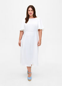 Festklänning med empiresnitt, Bright White, Model