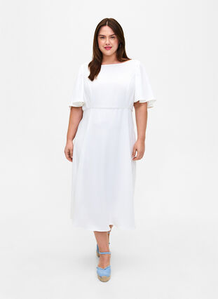 Festklänning med empiresnitt, Bright White, Model image number 0