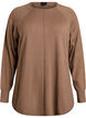 Stickad blus med rund hals och stickat m&ouml;nster, Brun, Packshot image number 0