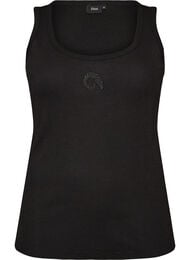 T&aring;tsittande topp med motiv, Svart