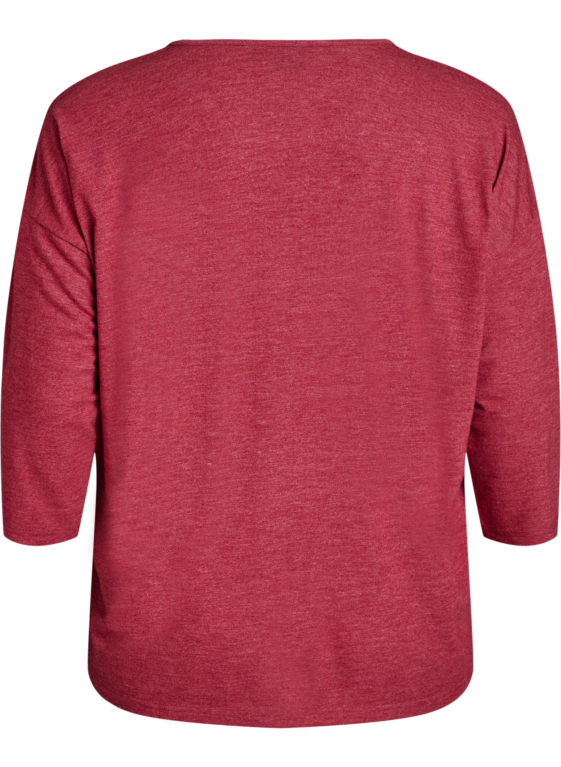 ZizziJerseyblus med 3/4-&auml;rm, R&ouml;d, Packshot image number 1