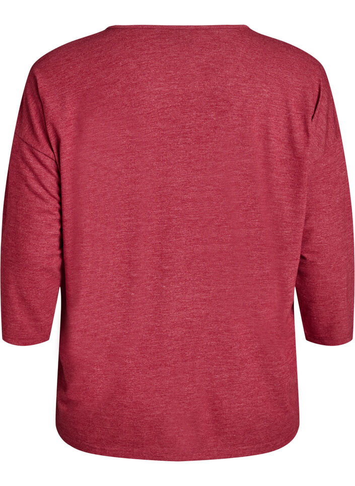 Jerseyblus med 3/4-&auml;rm, R&ouml;d, Packshot image number 1