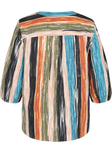 Randig blus med 3/4-ärmar, Multi Stripe AOP, Packshot image number 1
