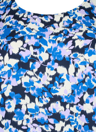 FLASH - Långärmad blus med smock och tryck, Blue Purple Flower, Packshot image number 2