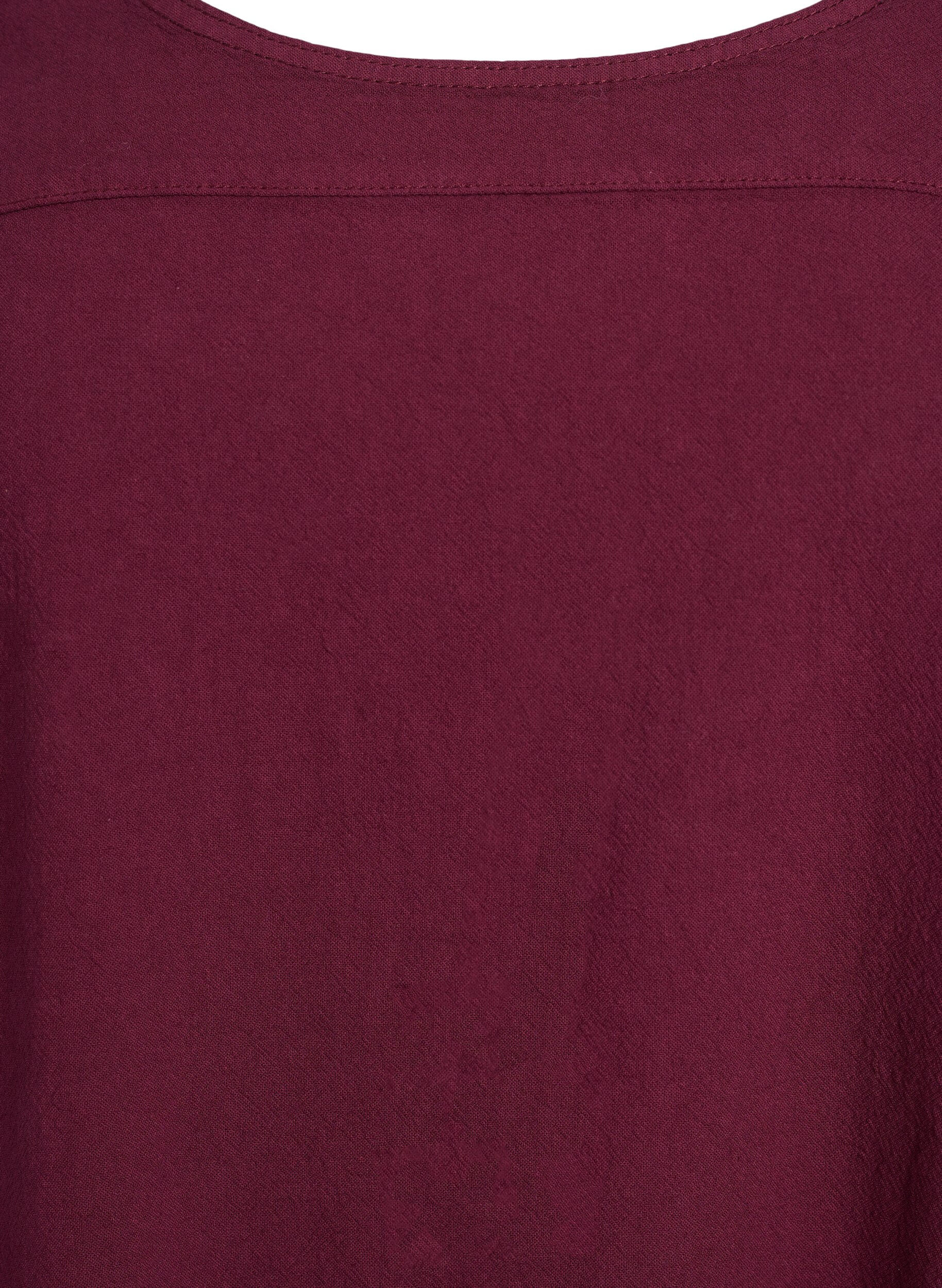 ZizziKort&auml;rmad kl&auml;nning i bomull, M&ouml;rk Bordeaux, Packshot image number 2