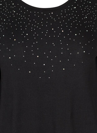 Långärmad blus, Black w. Shiny Studs, Packshot image number 2