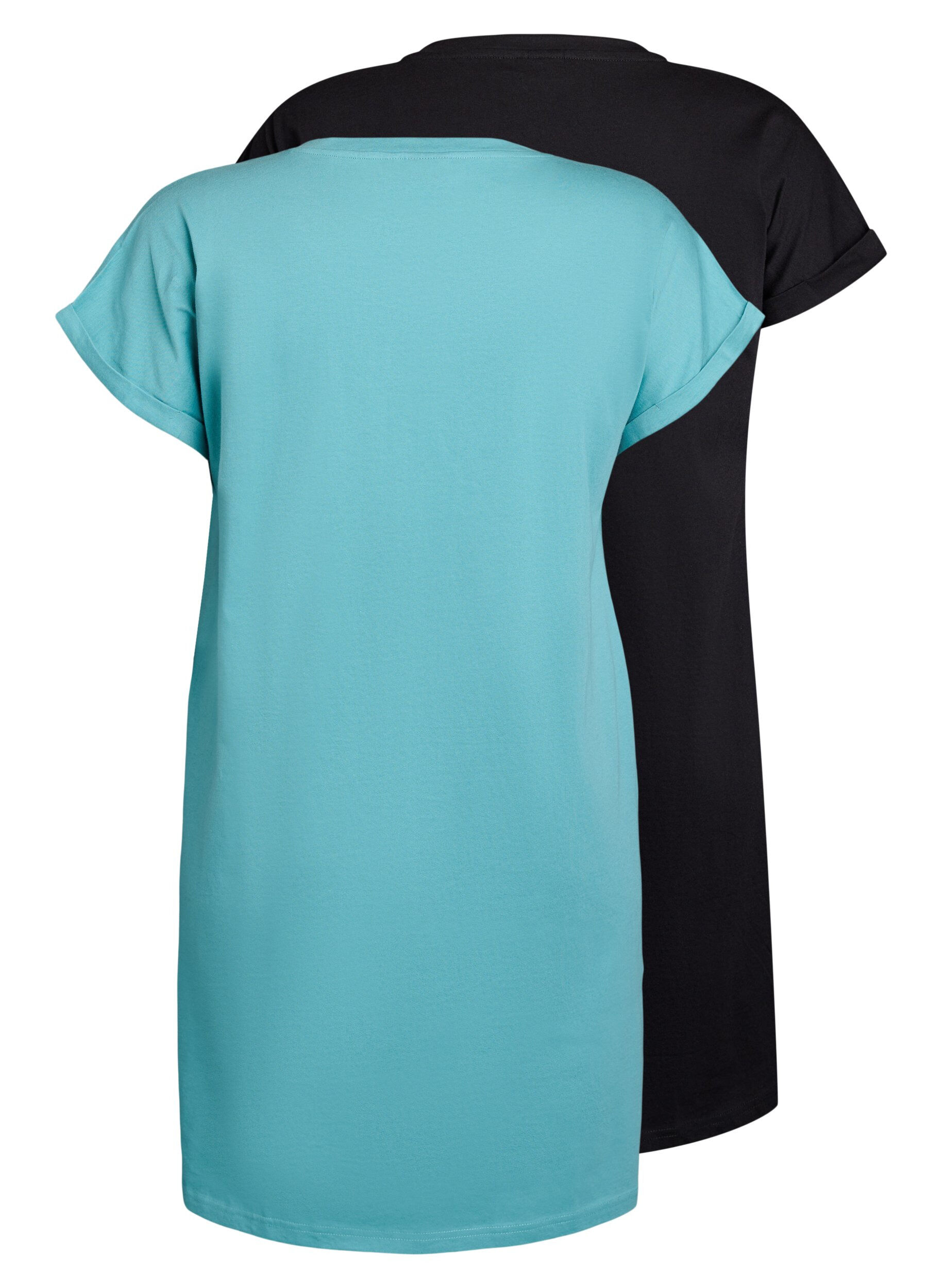 Zizzi2-pack t-shirtkl&auml;nningar med korta &auml;rmar, Bl&aring;, Packshot image number 1