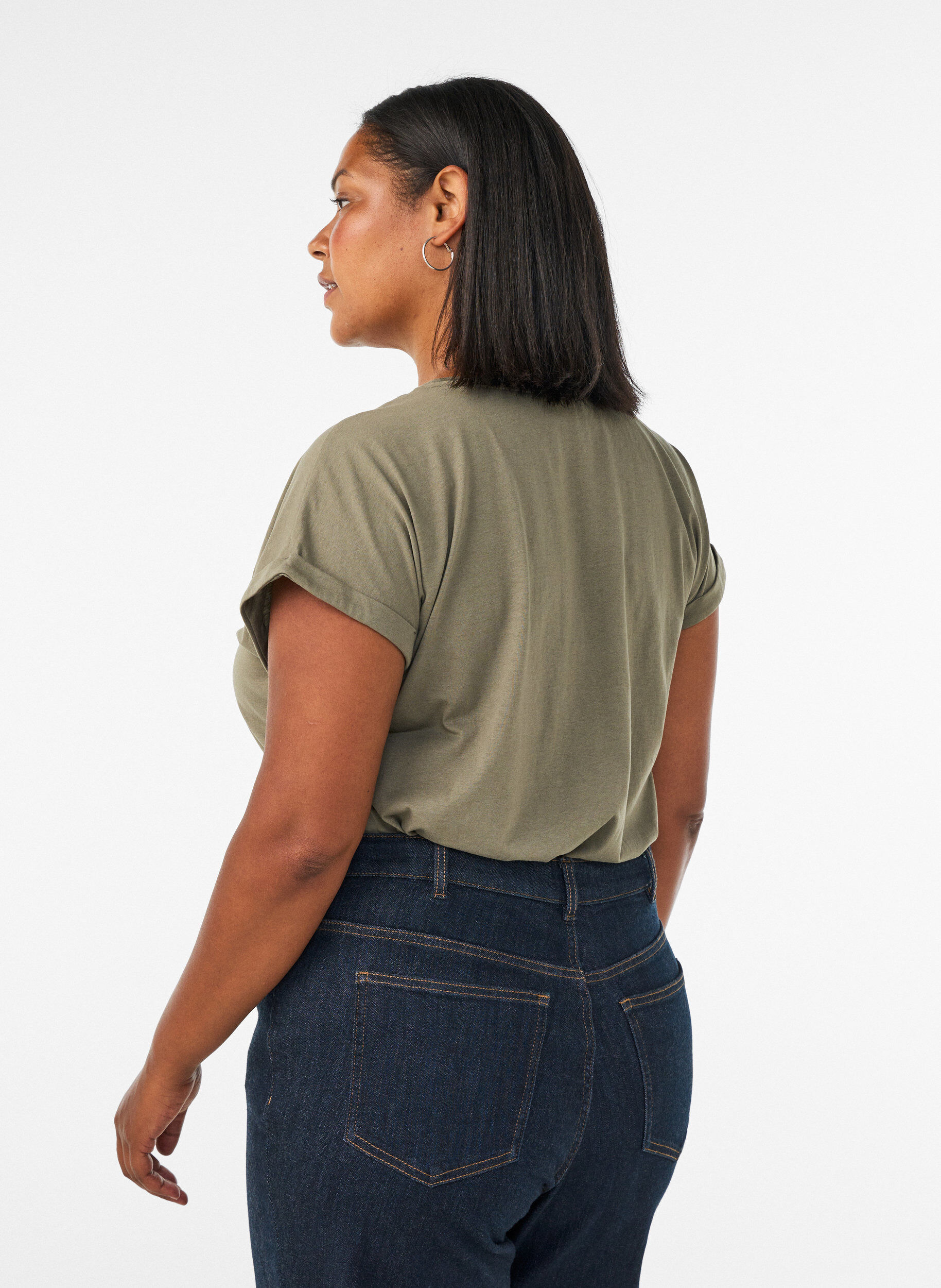 ZizziT-shirt med dekorativt tryck framtill, Gr&ouml;n, Model image number 2