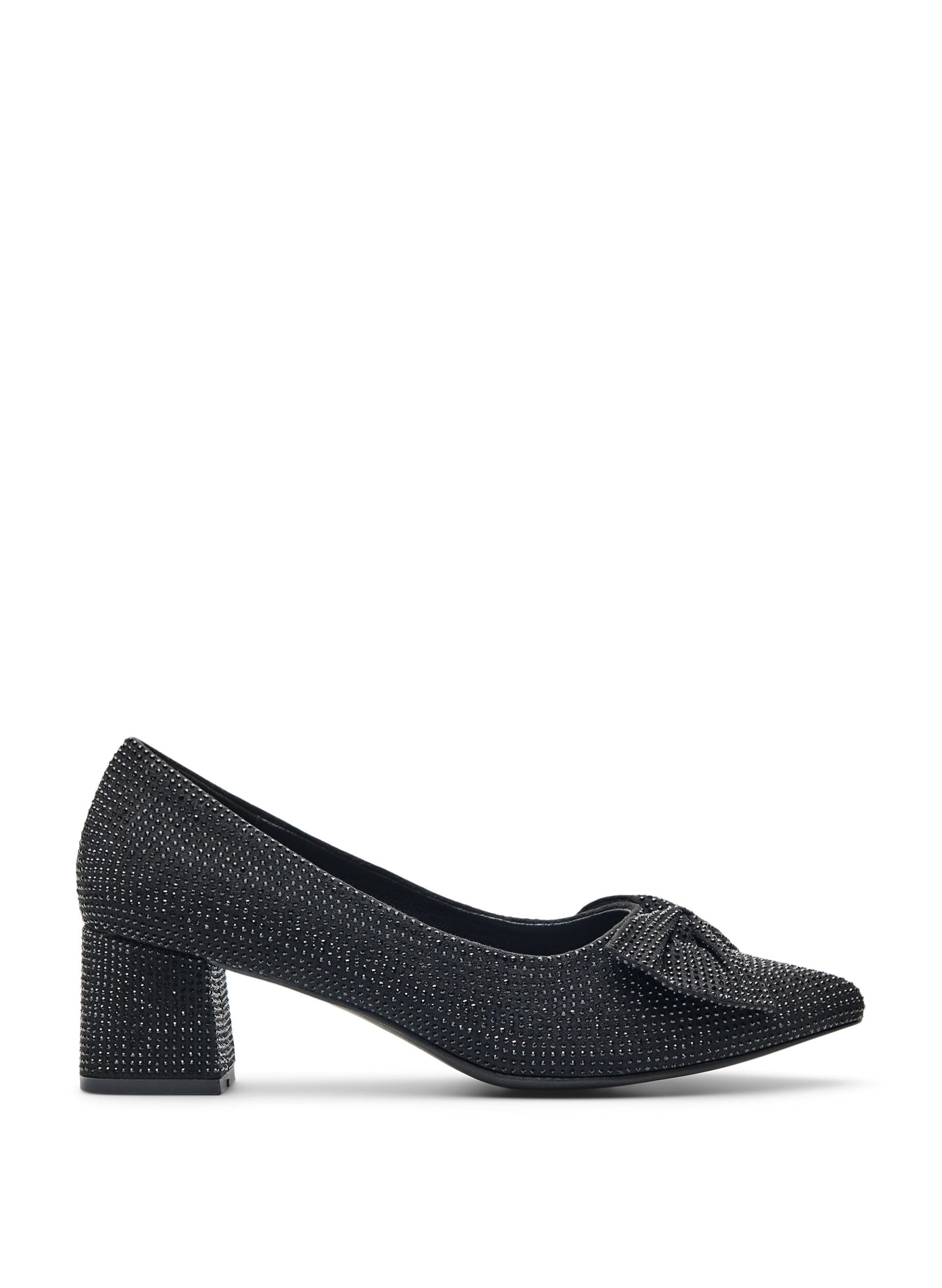 Wide fit - Pumps med rosett och strass