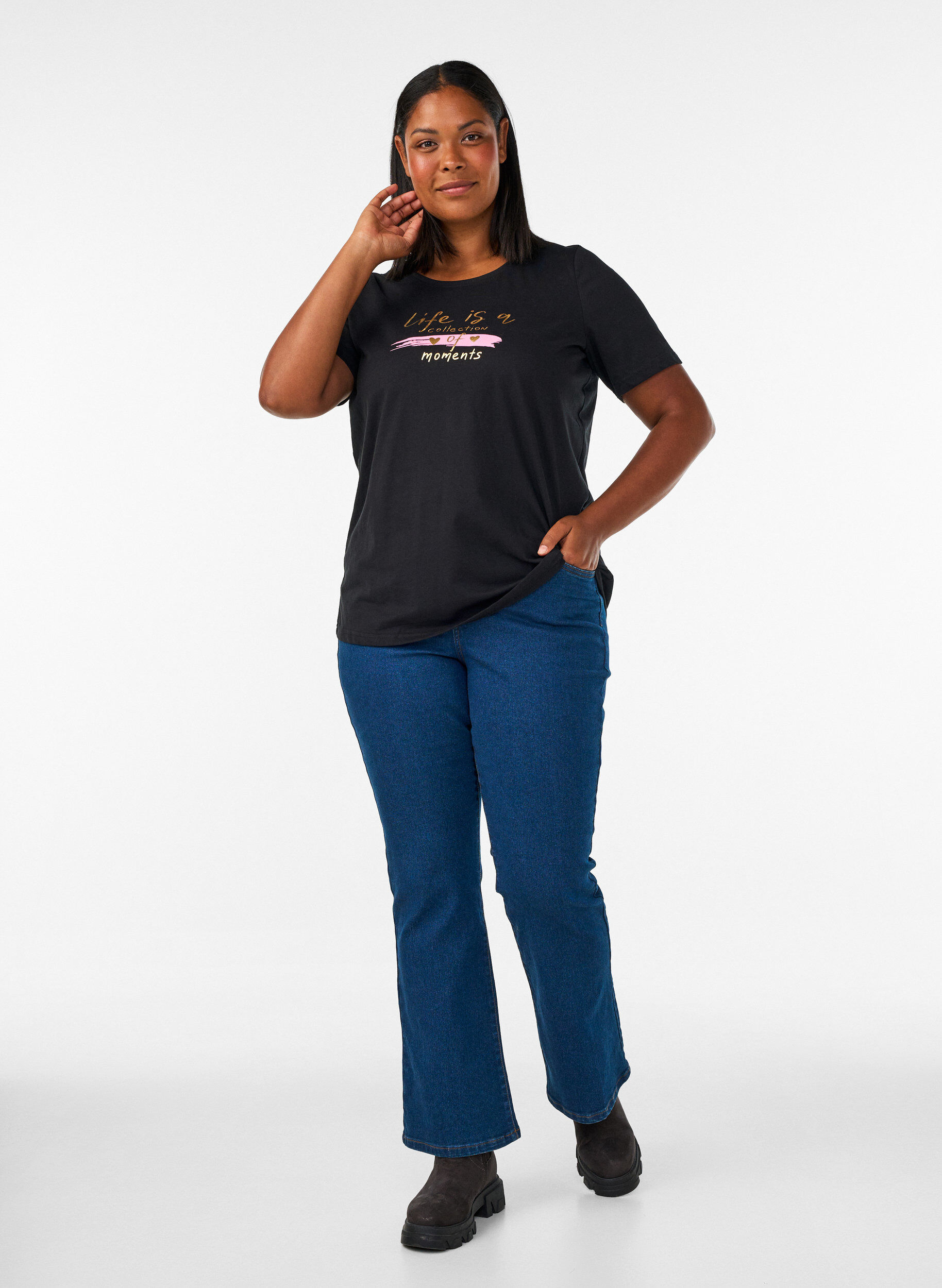 ZizziT-shirt med motiv, Svart, Model image number 1