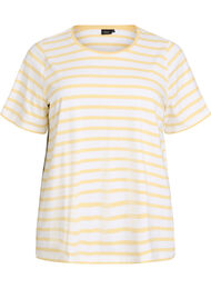 Randig T-shirt i ekologisk bomull, Gul