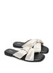 Platta sandaler med korsade satinremmar, Vanilla, Packshot image number 1