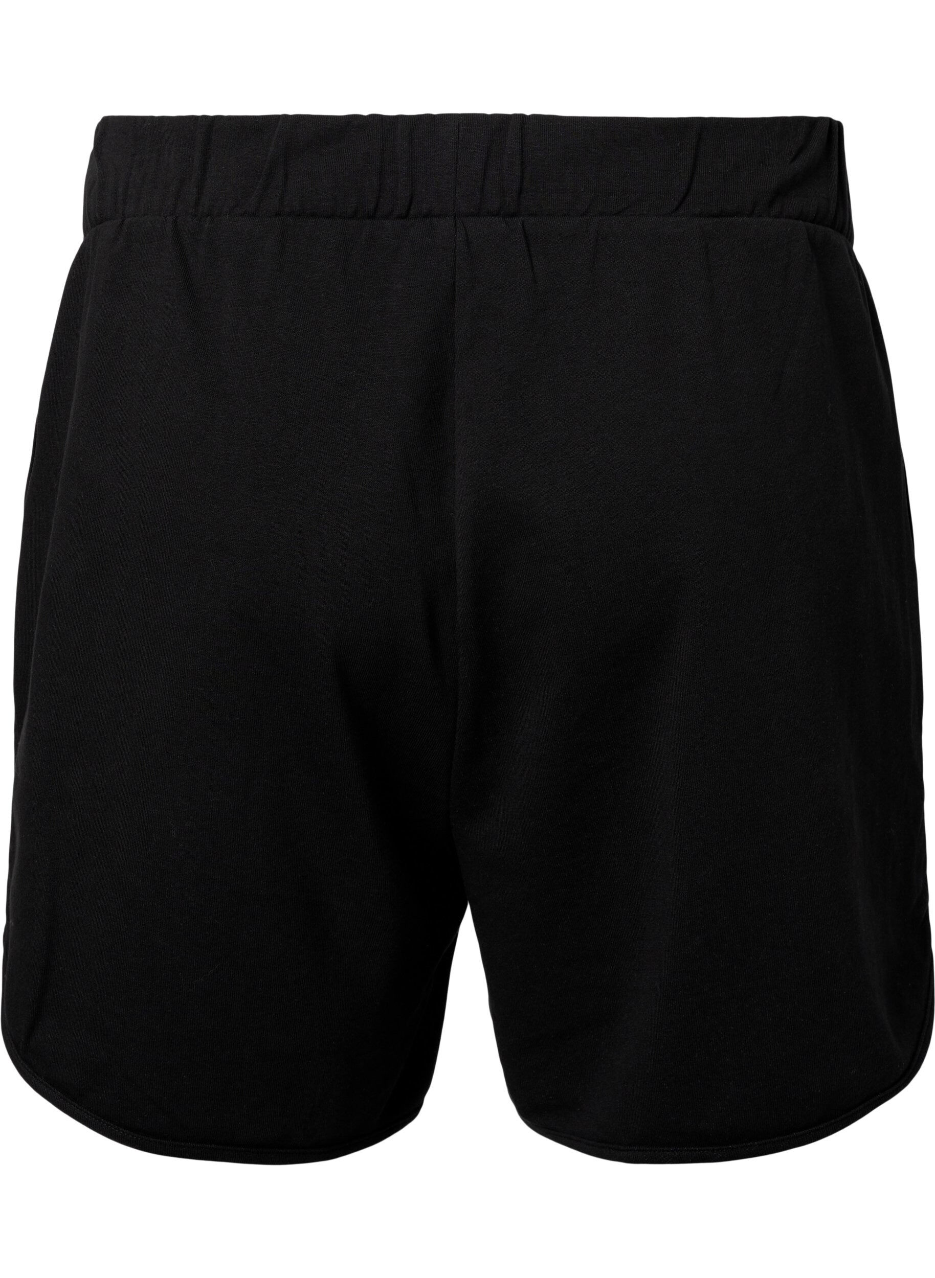 Zizzi Enf&auml;rgade sweatshirtshorts med fickor, Black, Packshot image number 1