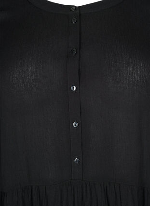 A-linjeformad viskosklänning med korta ärmar, Black, Packshot image number 2
