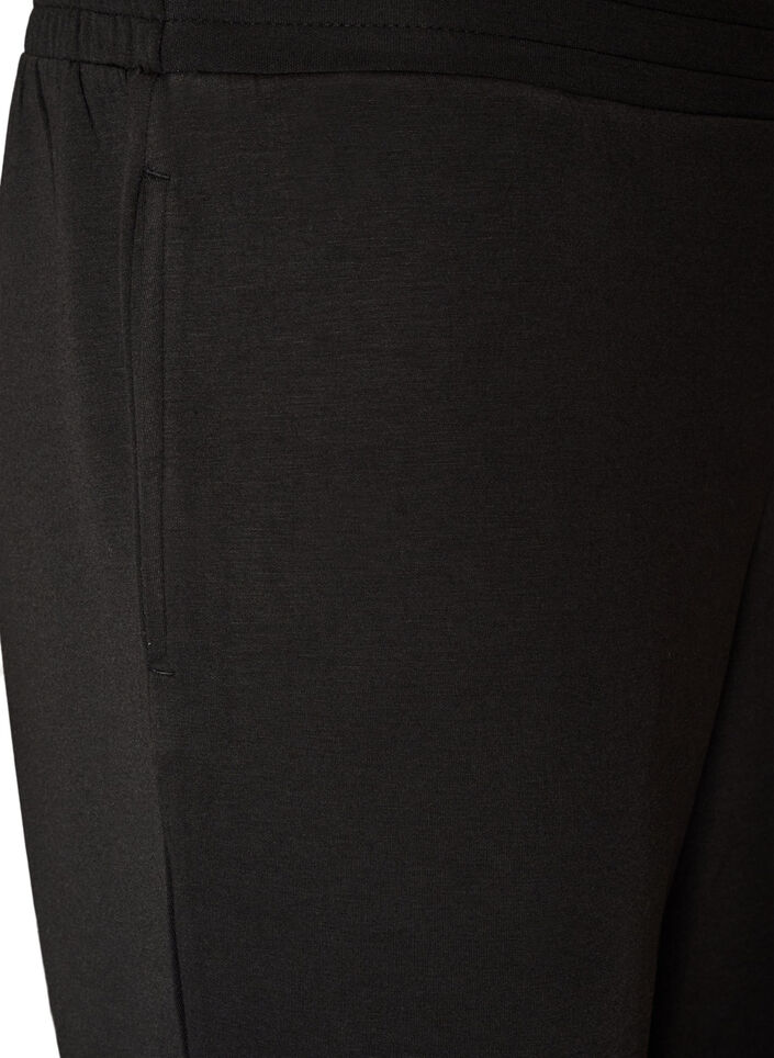 Byxor i jersey med h&ouml;g midja och fickor, Svart, Packshot image number 2