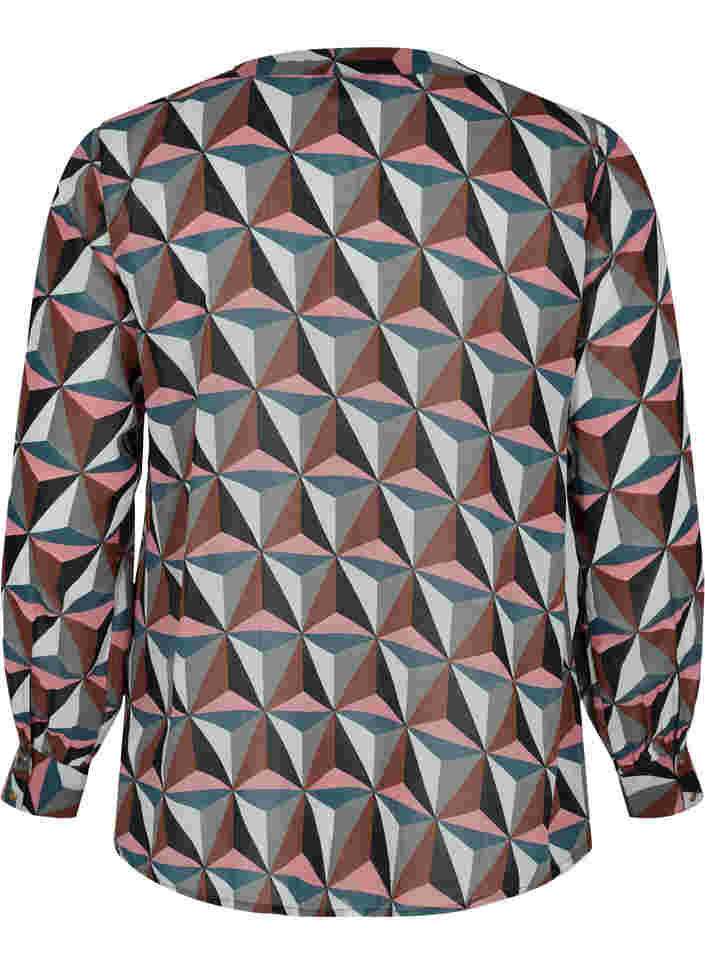 Skjorta med v-ringning och mönster, Graphic Pink, Packshot image number 1