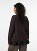 Strukturerad blus med volangkant, Brun, Model image number 2