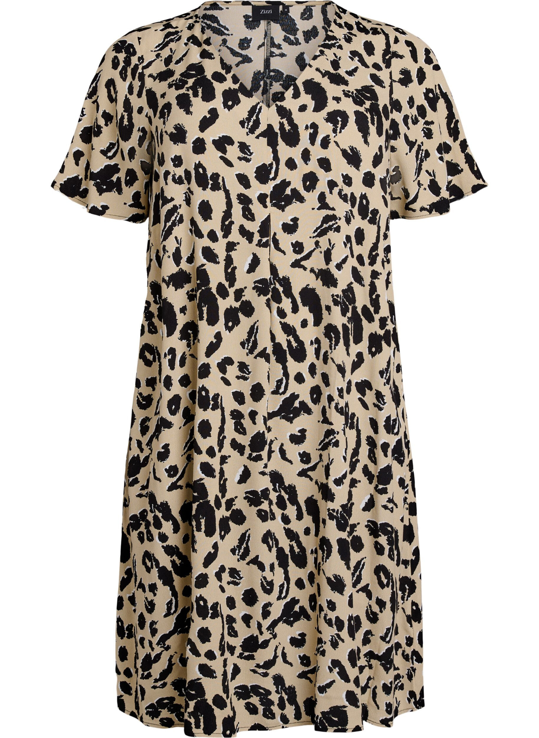 Zizzi A-linjeformad kl&auml;nning i viskos, Beige, Packshot image number 0