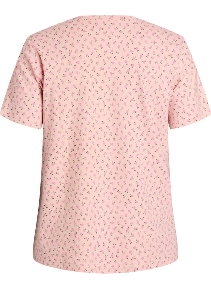 T-shirt i bomull med helt&auml;ckande tryck, Rosa, Packshot image number 1