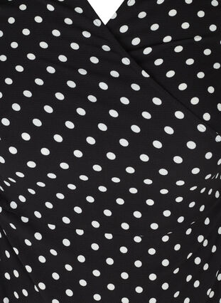 Omlottklänning med korta ärmar, Black w White Dot, Packshot image number 2