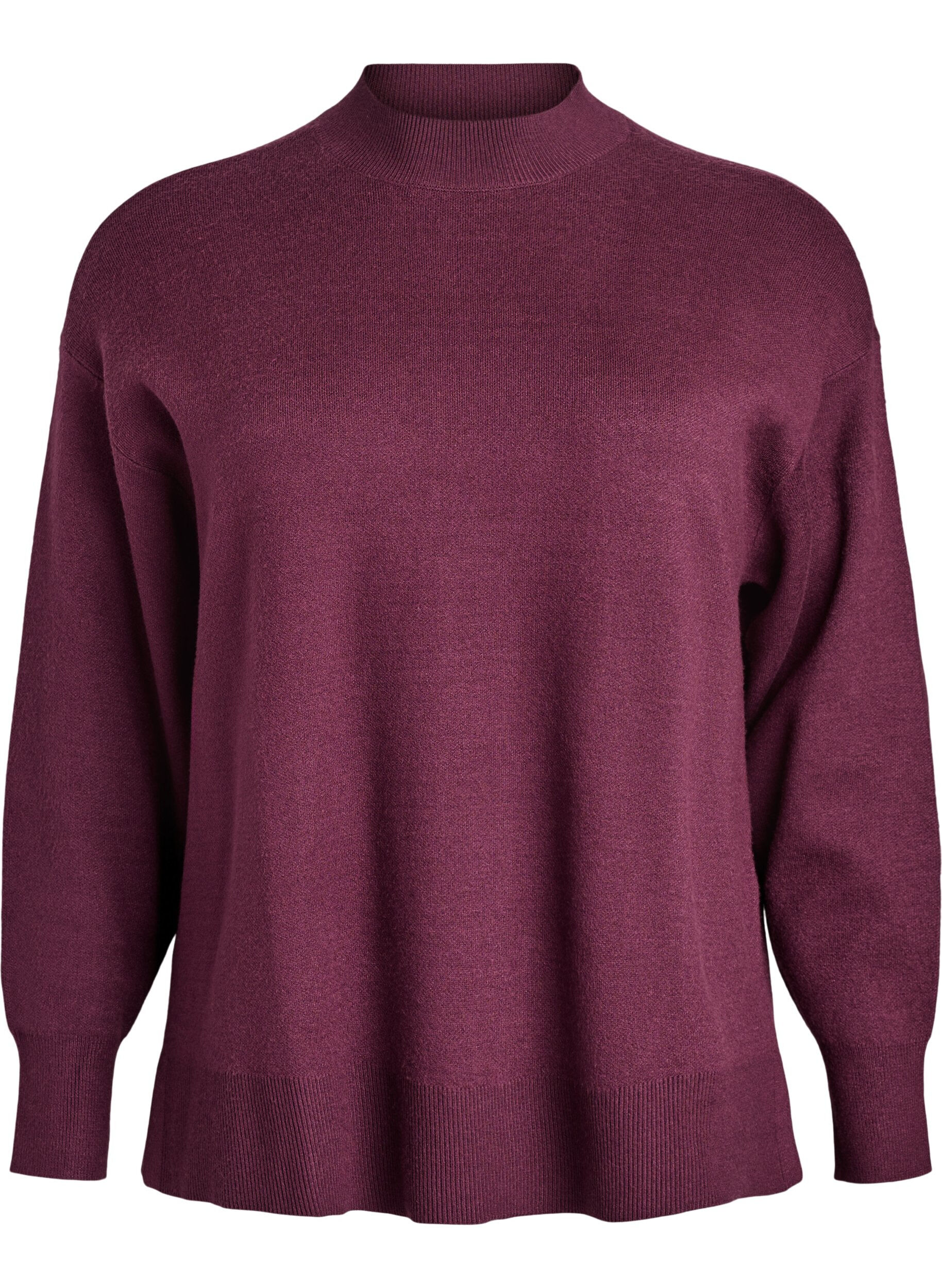 Stickad blus med h&ouml;g hals