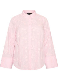 Skjorta med blommigt broderi och vida &auml;rmar, Rosa