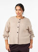 Ribbstickad kofta med knappar, Beige, Model image number 0